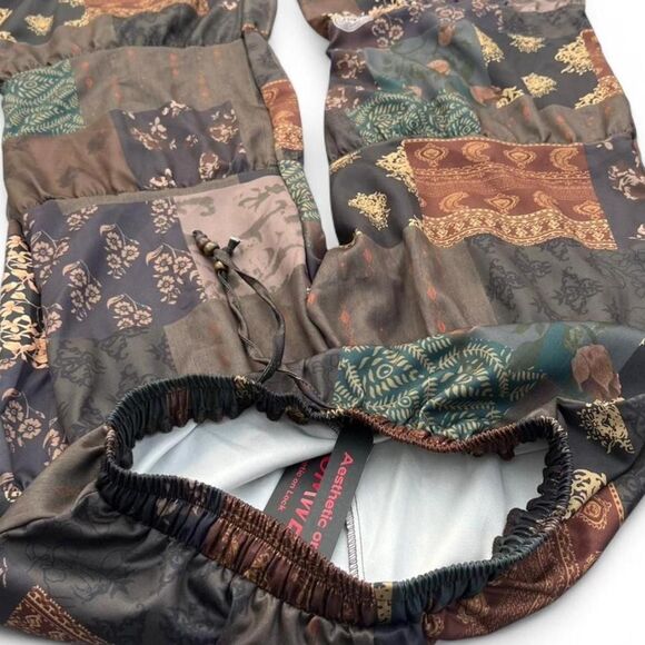 ROMWE Sun & Moon Patchwork Boho Palazzo Pants | Women's Medium | Wide Leg | Boho - Picture 7 of 8